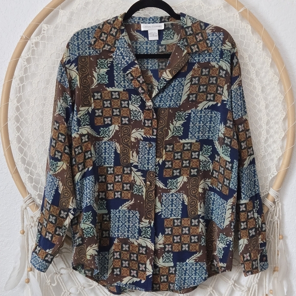 Vintage Casual Corner 100% Silk Dark Academia Quiet Luxury Blouse Top Old Money - Picture 6 of 6